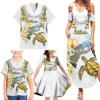 Personalised Aloha Hawaii Niihau Island Family Matching Summer Maxi Dress and Hawaiian Shirt Forbidden Isle Map Shell Lei LT14 - Polynesian Pride