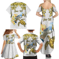 Personalised Aloha Hawaii Niihau Island Family Matching Summer Maxi Dress and Hawaiian Shirt Forbidden Isle Map Shell Lei LT14 - Polynesian Pride
