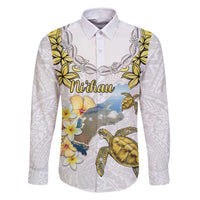Personalised Aloha Hawaii Niihau Island Family Matching Summer Maxi Dress and Hawaiian Shirt Forbidden Isle Map Shell Lei LT14 Dad's Shirt - Long Sleeve Yellow - Polynesian Pride