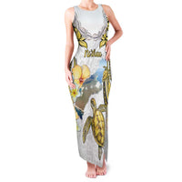 Personalised Aloha Hawaii Niihau Island Family Matching Tank Maxi Dress and Hawaiian Shirt Forbidden Isle Map Shell Lei LT14 Mom's Dress Yellow - Polynesian Pride