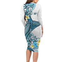 Personalised Aloha Hawaii Kahoolawe Island Family Matching Long Sleeve Bodycon Dress and Hawaiian Shirt Target Isle Map With Humpback Whale LT14 - Polynesian Pride