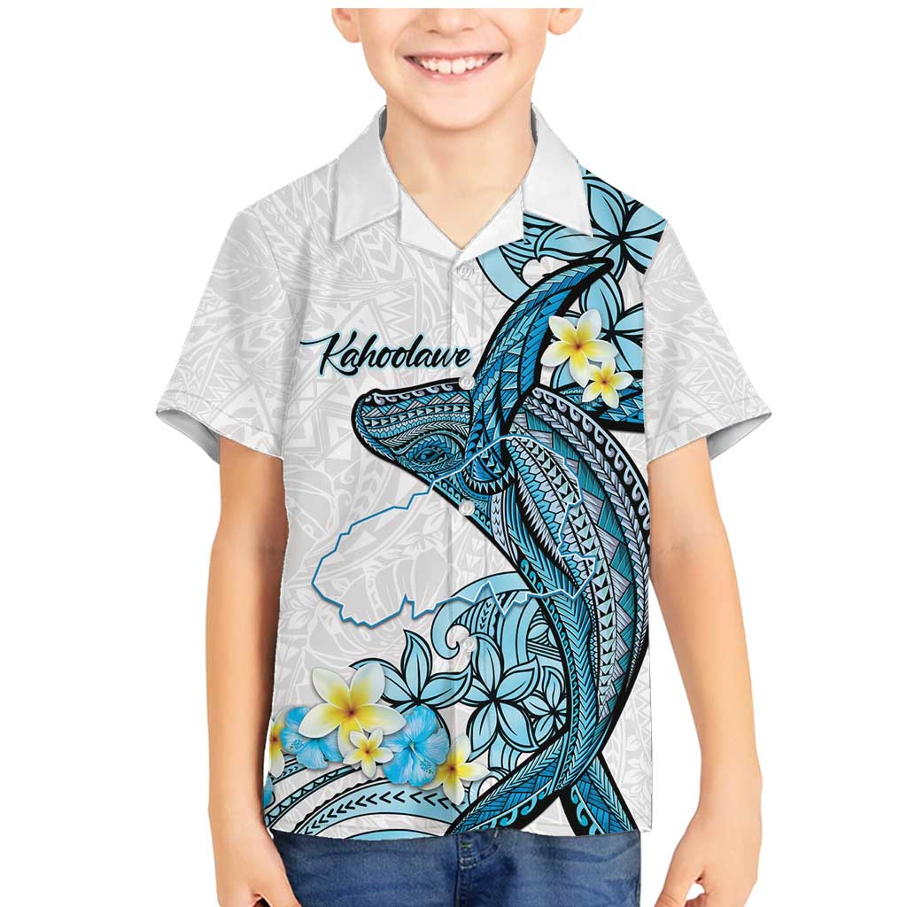 Personalised Aloha Hawaii Kahoolawe Island Family Matching Mermaid Dress and Hawaiian Shirt Target Isle Map With Humpback Whale LT14 Son's Shirt Blue - Polynesian Pride