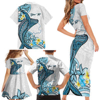 Personalised Aloha Hawaii Kahoolawe Island Family Matching Short Sleeve Bodycon Dress and Hawaiian Shirt Target Isle Map With Humpback Whale LT14 - Polynesian Pride