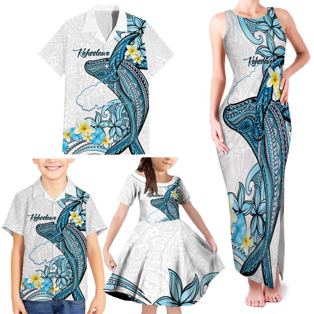 Personalised Aloha Hawaii Kahoolawe Island Family Matching Tank Maxi Dress and Hawaiian Shirt Target Isle Map With Humpback Whale LT14 - Polynesian Pride