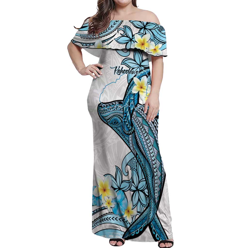 Personalised Aloha Hawaii Kahoolawe Island Off Shoulder Maxi Dress Target Isle Map With Humpback Whale