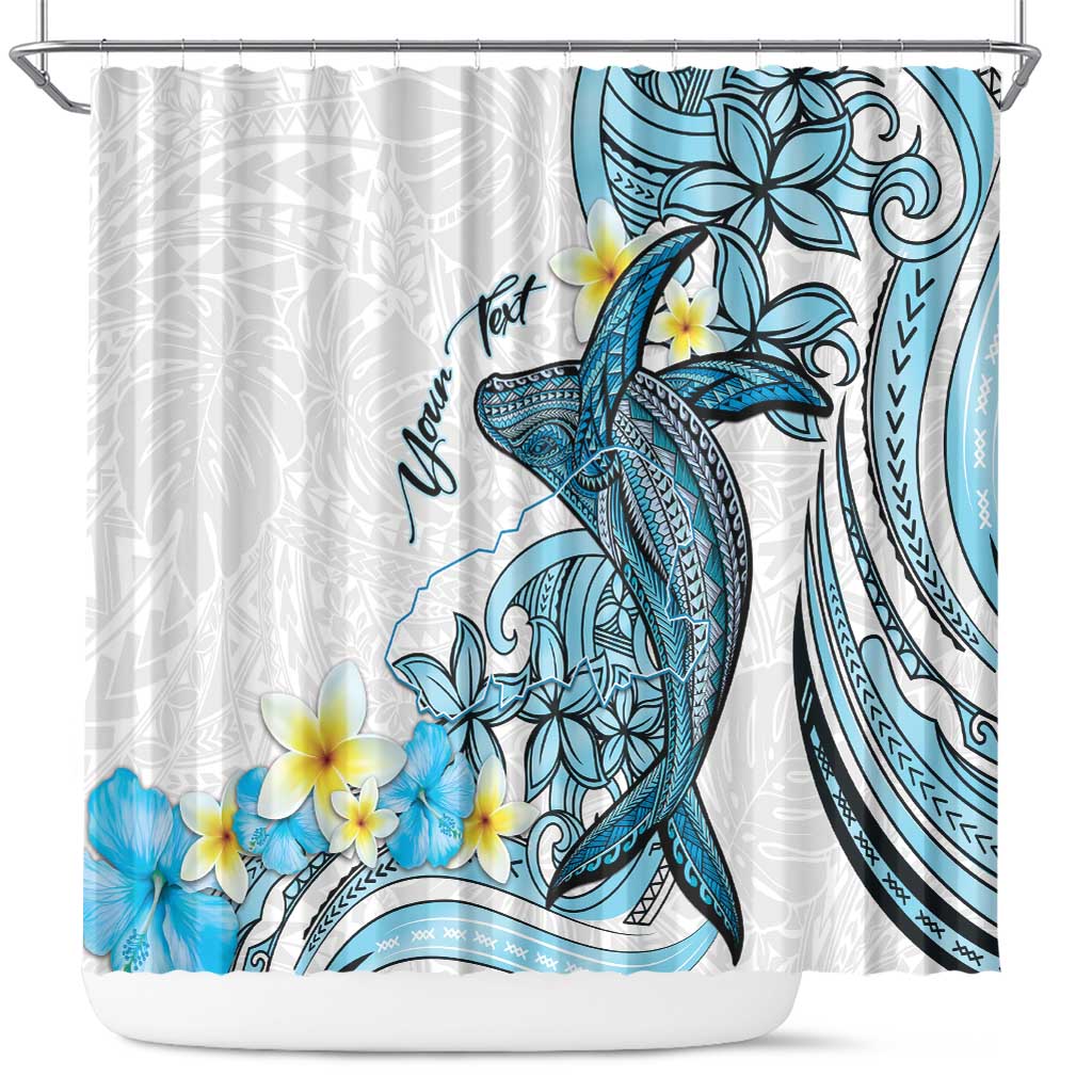 Personalised Aloha Hawaii Kahoolawe Island Shower Curtain Target Isle Map With Humpback Whale LT14 Blue - Polynesian Pride