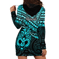 Matariki New Zealand Hoodie Dress Maori New Year Tiki Turquoise Version LT14