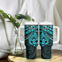 Matariki New Zealand Tumbler With Handle Maori New Year Tiki Turquoise Version