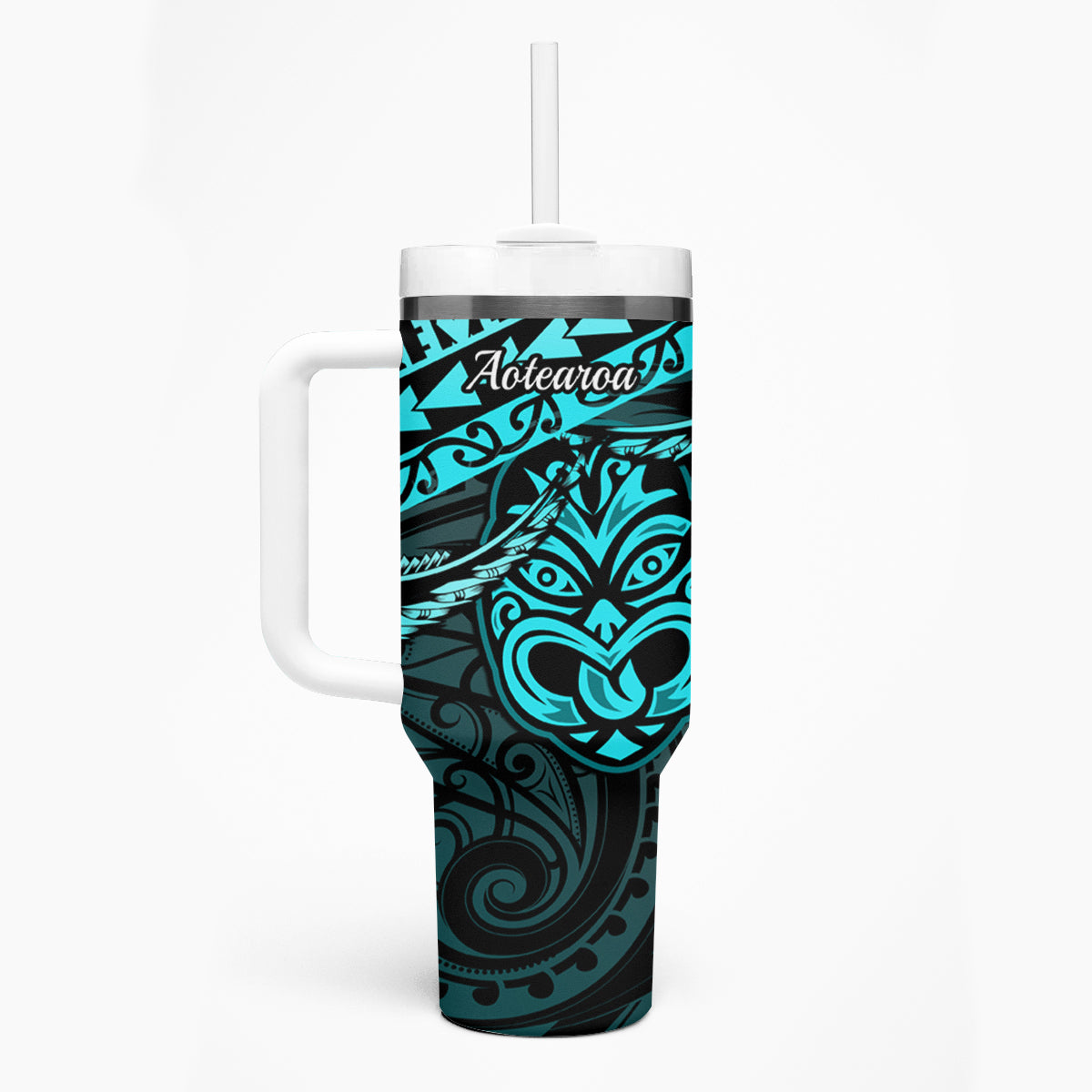 Matariki New Zealand Tumbler With Handle Maori New Year Tiki Turquoise Version