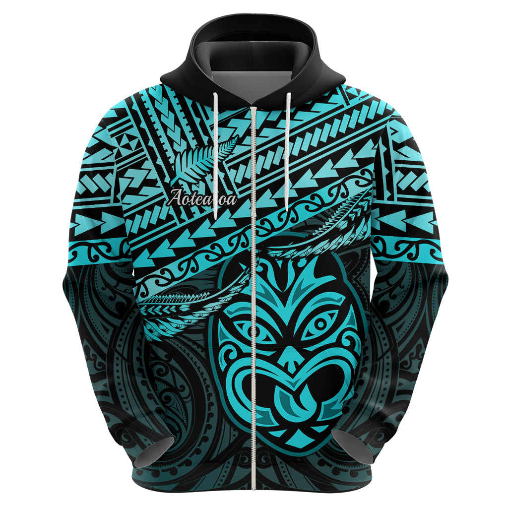 Custom Matariki New Zealand Hoodie Maori New Year Tiki Turquoise Version LT14