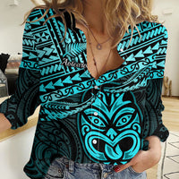 Personalised Matariki New Zealand Women Casual Shirt Maori New Year Tiki Turquoise Version LT14 Female Turquoise - Polynesian Pride