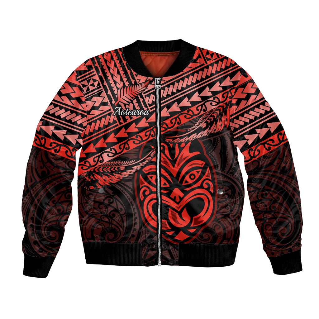 Matariki New Zealand Bomber Jacket Maori New Year Tiki Red Version LT14 Unisex Red - Polynesian Pride
