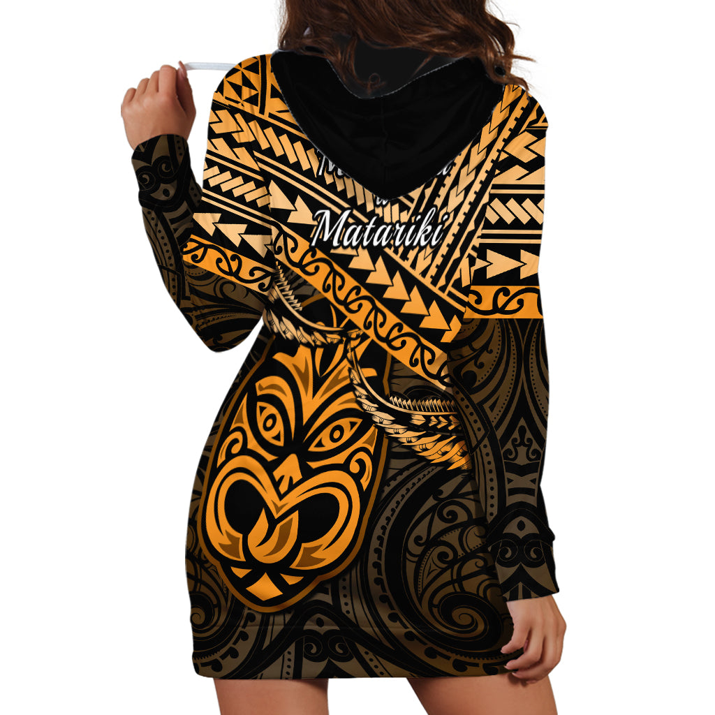Matariki New Zealand Hoodie Dress Maori New Year Tiki Gold Version LT14
