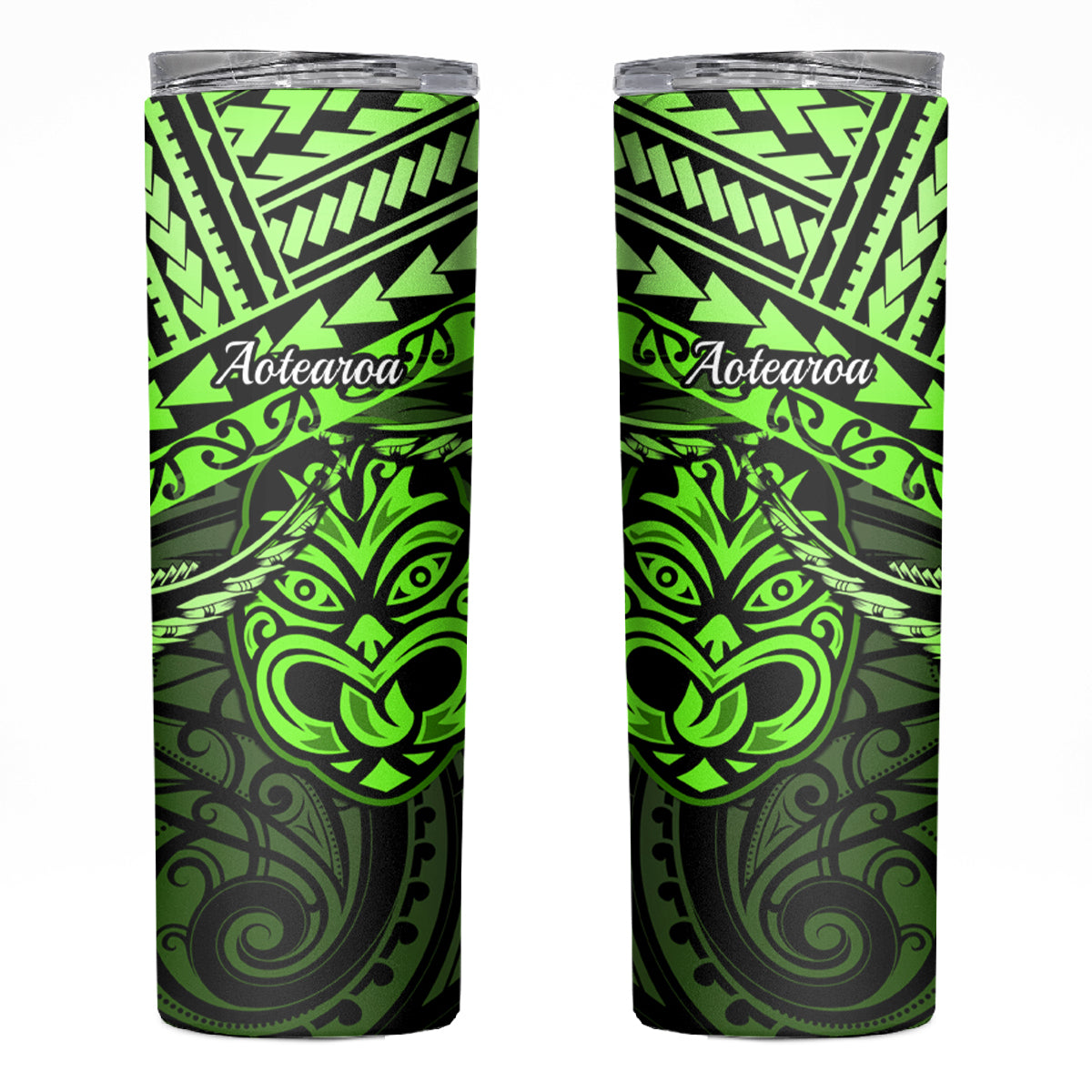 Matariki New Zealand Skinny Tumbler Maori New Year Tiki Green Version