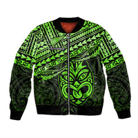 Personalised Matariki New Zealand Bomber Jacket Maori New Year Tiki Green Version LT14 Unisex Green - Polynesian Pride