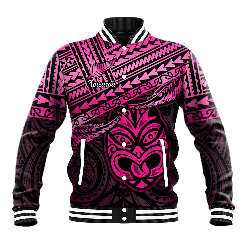 Matariki New Zealand Baseball Jacket Maori New Year Tiki Pink Version LT14 Unisex Pink - Polynesian Pride