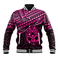 Matariki New Zealand Baseball Jacket Maori New Year Tiki Pink Version LT14 Unisex Pink - Polynesian Pride