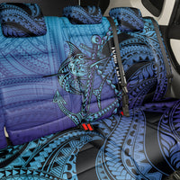 Personalised Polynesia Blue Marlin Fishing Back Car Seat Cover Marlin Anchor Tattoo Polynesian Pattern