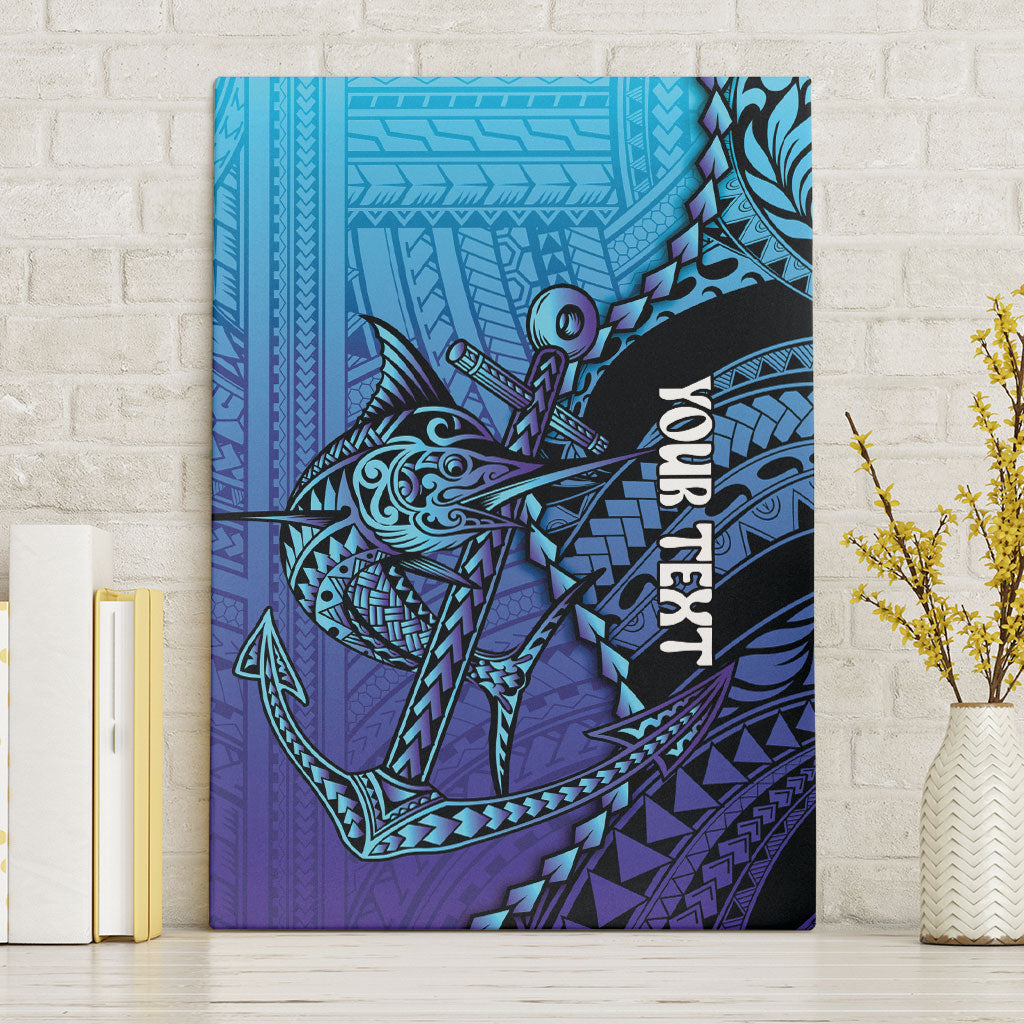 Personalised Polynesia Blue Marlin Fishing Canvas Wall Art Marlin Anchor Tattoo Polynesian Pattern