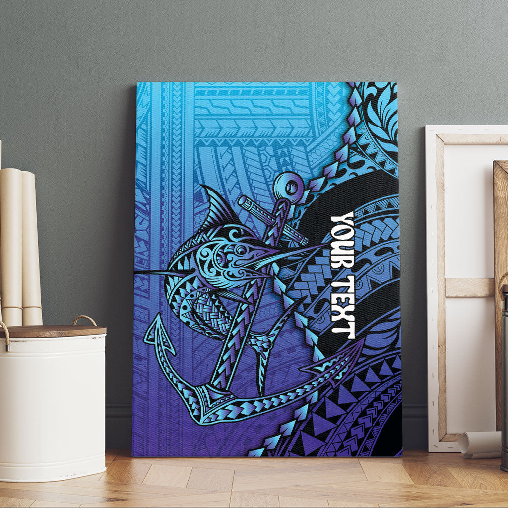Personalised Polynesia Blue Marlin Fishing Canvas Wall Art Marlin Anchor Tattoo Polynesian Pattern
