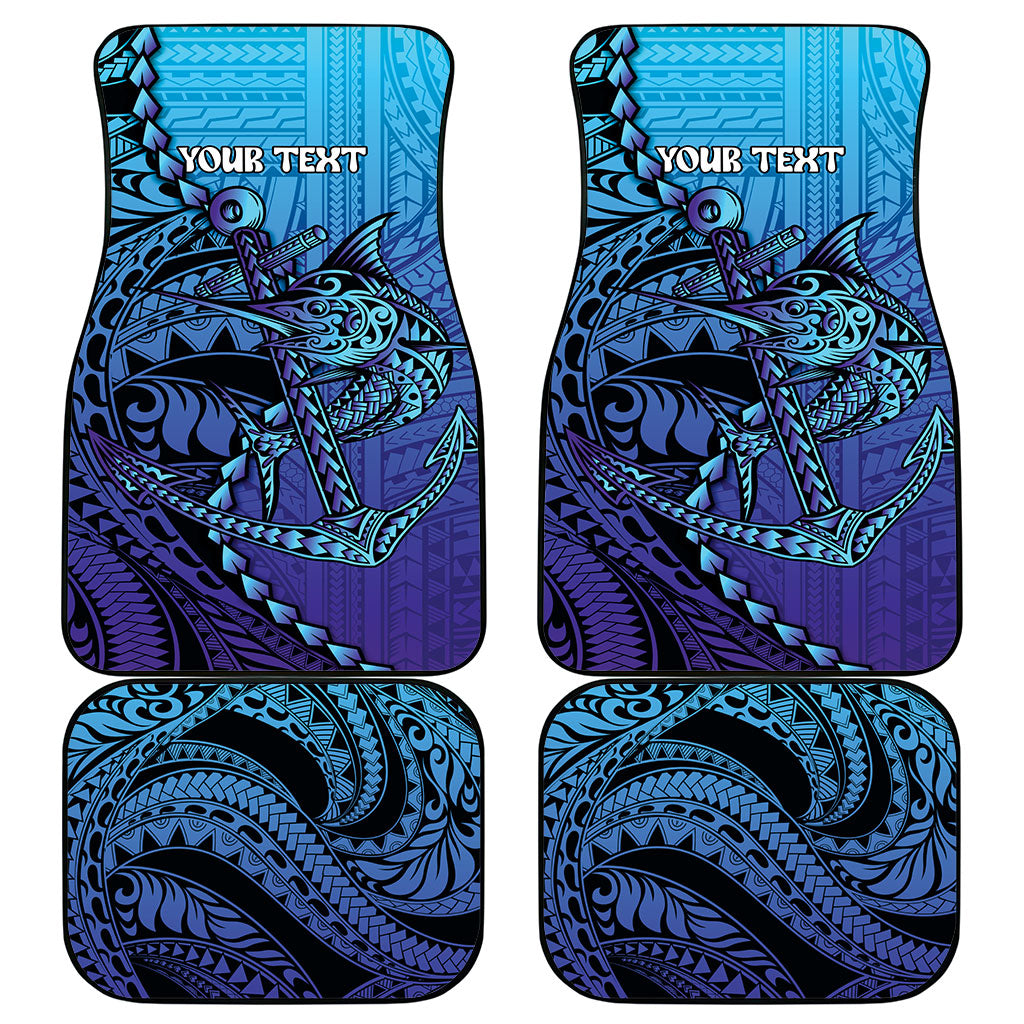 Personalised Polynesia Blue Marlin Fishing Car Mats Marlin Anchor Tattoo Polynesian Pattern