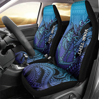 Personalised Polynesia Blue Marlin Fishing Car Seat Cover Marlin Anchor Tattoo Polynesian Pattern