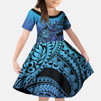 Personalised Polynesia Blue Marlin Fishing Family Matching Puletasi and Hawaiian Shirt Marlin Anchor Tattoo Polynesian Pattern