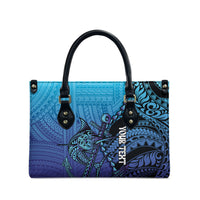 Personalised Polynesia Blue Marlin Fishing Leather Bag Marlin Anchor Tattoo Polynesian Pattern