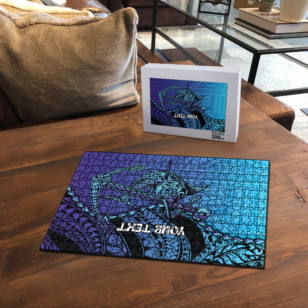Personalised Polynesia Blue Marlin Fishing Puzzle Marlin Anchor Tattoo Polynesian Pattern