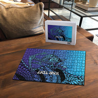 Personalised Polynesia Blue Marlin Fishing Puzzle Marlin Anchor Tattoo Polynesian Pattern