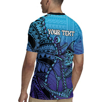 Personalised Polynesia Blue Marlin Fishing Rugby Jersey Marlin Anchor Tattoo Polynesian Pattern