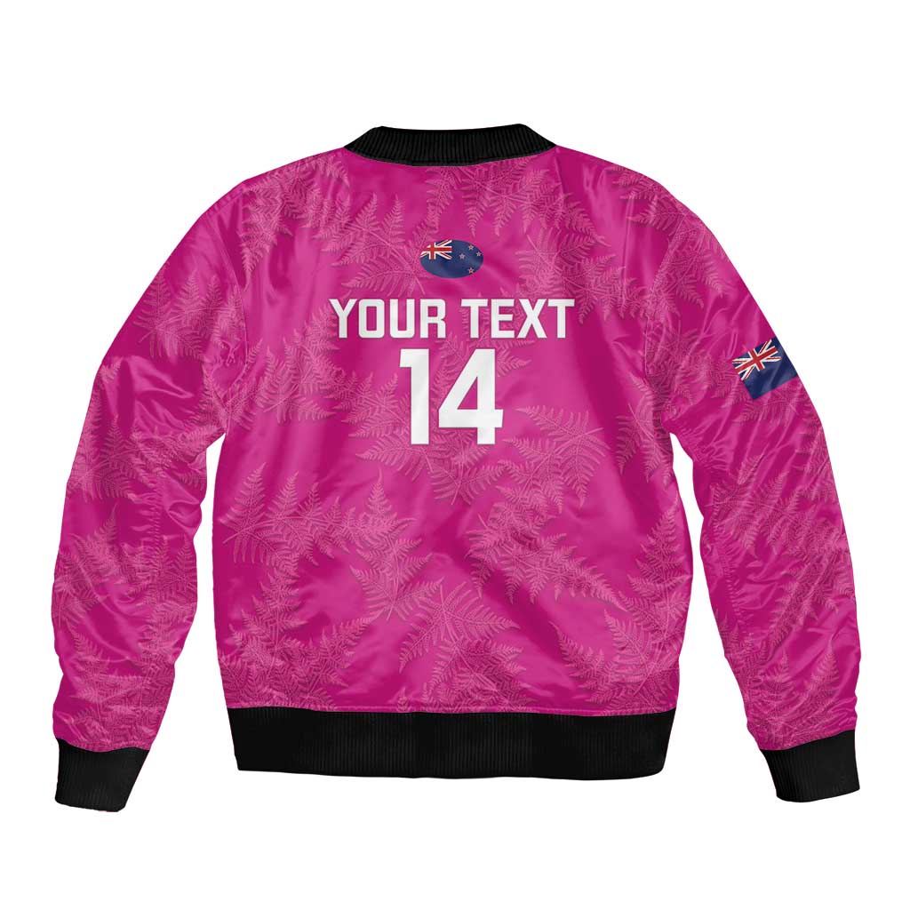 Custom New Zealand Silver Fern Rugby Bomber Jacket Go Aotearoa - Pink Version