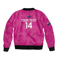 Custom New Zealand Silver Fern Rugby Bomber Jacket Go Aotearoa - Pink Version