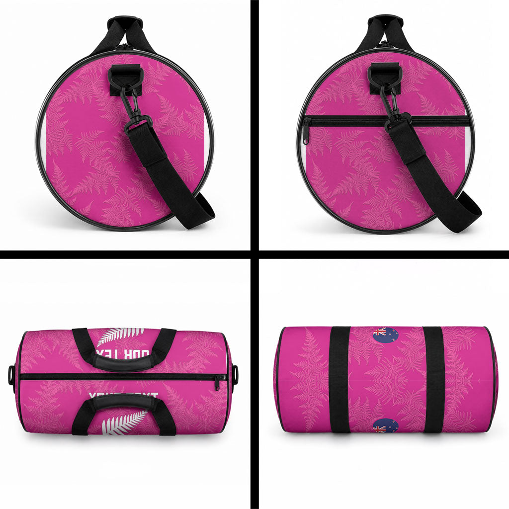 Custom New Zealand Silver Fern Rugby Duffle Bag Go Aotearoa - Pink Version LT14 - Polynesian Pride