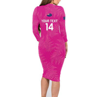 Custom New Zealand Silver Fern Rugby Family Matching Long Sleeve Bodycon Dress and Hawaiian Shirt Go Aotearoa - Pink Version LT14 - Polynesian Pride