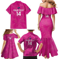 Custom New Zealand Silver Fern Rugby Family Matching Mermaid Dress and Hawaiian Shirt Go Aotearoa - Pink Version LT14 - Polynesian Pride