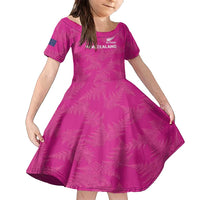Custom New Zealand Silver Fern Rugby Family Matching Off Shoulder Maxi Dress and Hawaiian Shirt Go Aotearoa - Pink Version LT14 Daughter's Dress Pink - Polynesian Pride