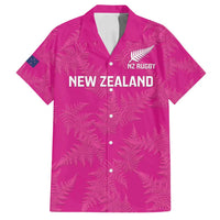 Custom New Zealand Silver Fern Rugby Family Matching Off Shoulder Maxi Dress and Hawaiian Shirt Go Aotearoa - Pink Version LT14 Dad's Shirt - Short Sleeve Pink - Polynesian Pride