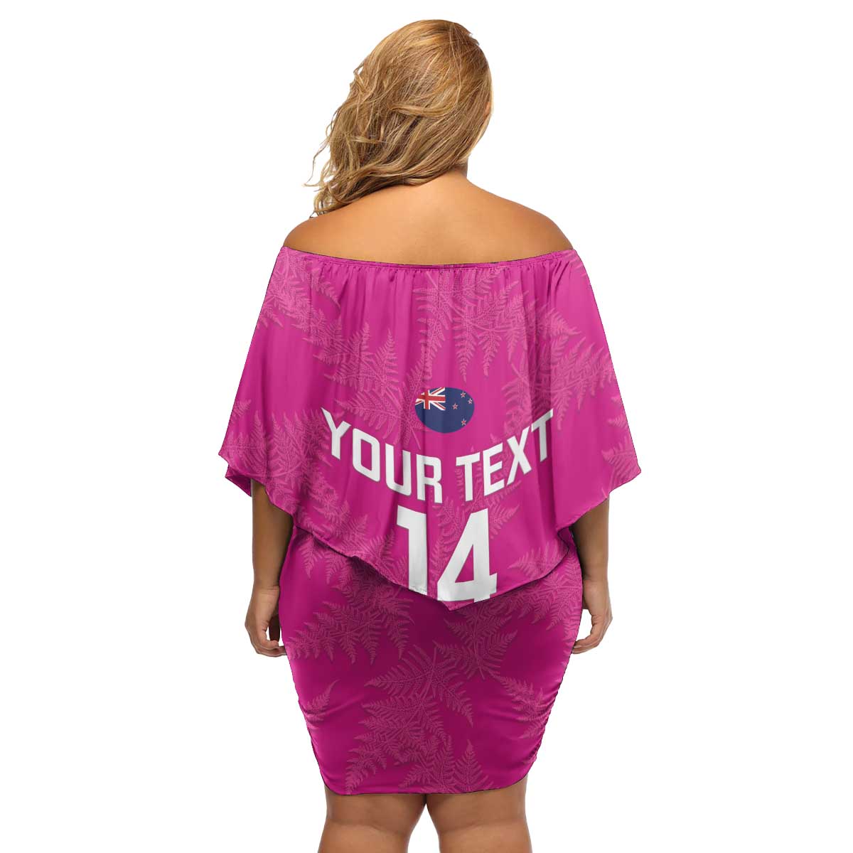 Custom New Zealand Silver Fern Rugby Family Matching Off Shoulder Short Dress and Hawaiian Shirt Go Aotearoa - Pink Version LT14 - Polynesian Pride