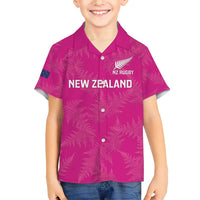 Custom New Zealand Silver Fern Rugby Family Matching Short Sleeve Bodycon Dress and Hawaiian Shirt Go Aotearoa - Pink Version LT14 Son's Shirt Pink - Polynesian Pride
