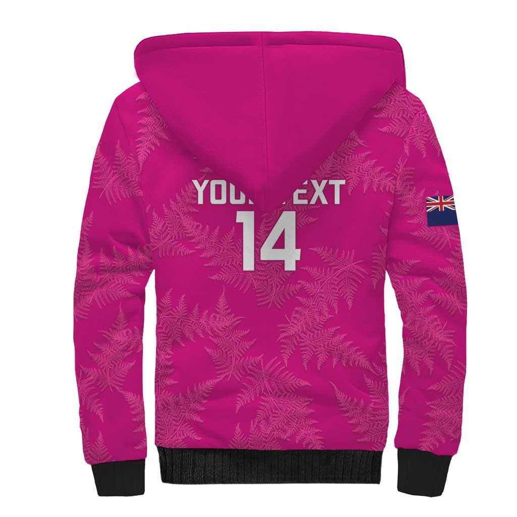 Custom New Zealand Silver Fern Rugby Sherpa Hoodie Go Aotearoa - Pink Version