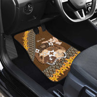 Personalised Tonga Language Week Car Mats Malo e Lelei Tongan Ngatu Pattern - Brown