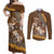Personalised Tonga Language Week Couples Matching Off Shoulder Maxi Dress and Long Sleeve Button Shirt Malo e Lelei Tongan Ngatu Pattern - Brown