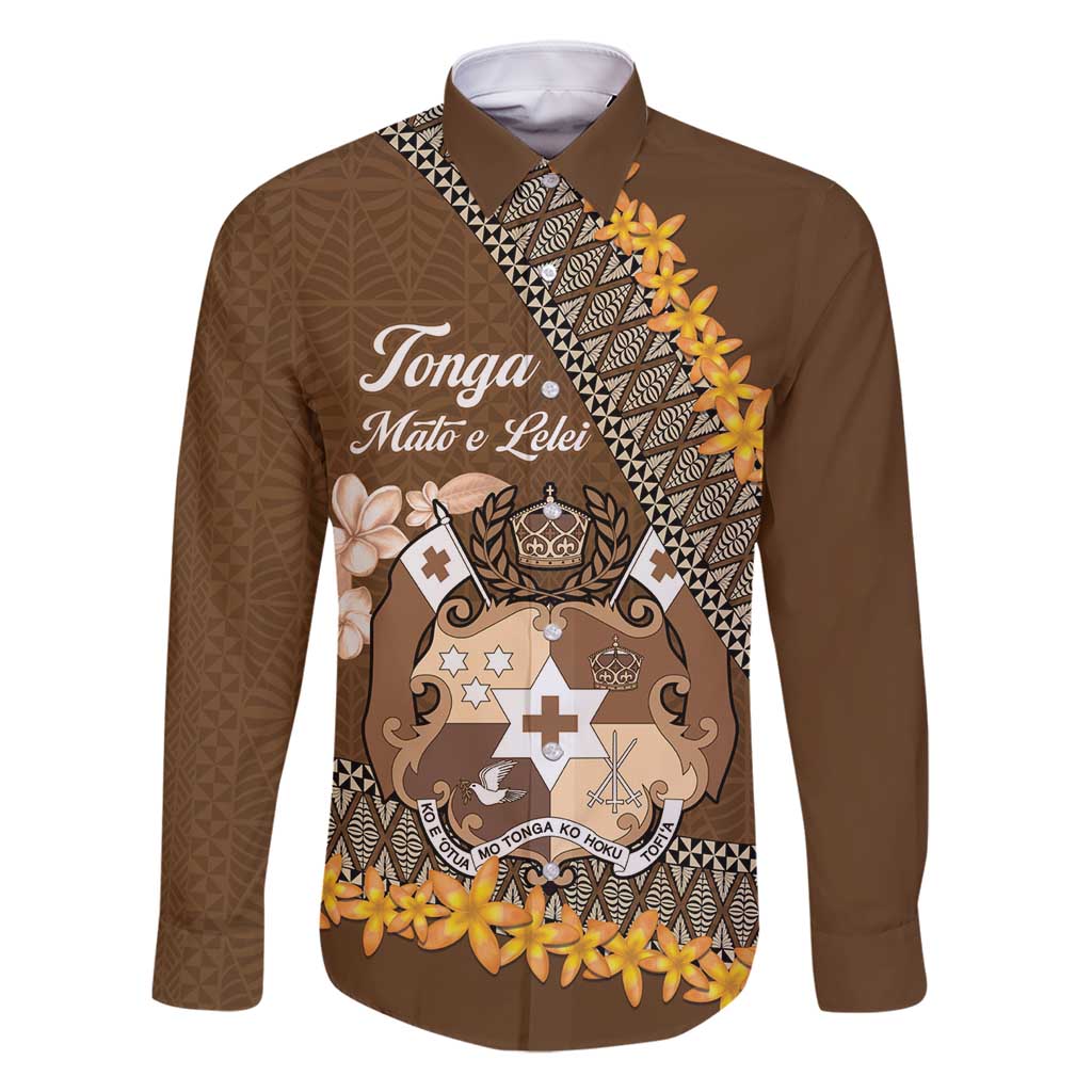Personalised Tonga Language Week Family Matching Off Shoulder Maxi Dress and Hawaiian Shirt Malo e Lelei Tongan Ngatu Pattern - Brown