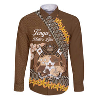 Personalised Tonga Language Week Family Matching Short Sleeve Bodycon Dress and Hawaiian Shirt Malo e Lelei Tongan Ngatu Pattern - Brown