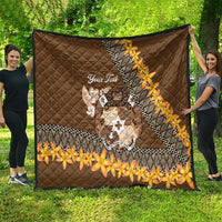 Personalised Tonga Language Week Quilt Malo e Lelei Tongan Ngatu Pattern - Brown