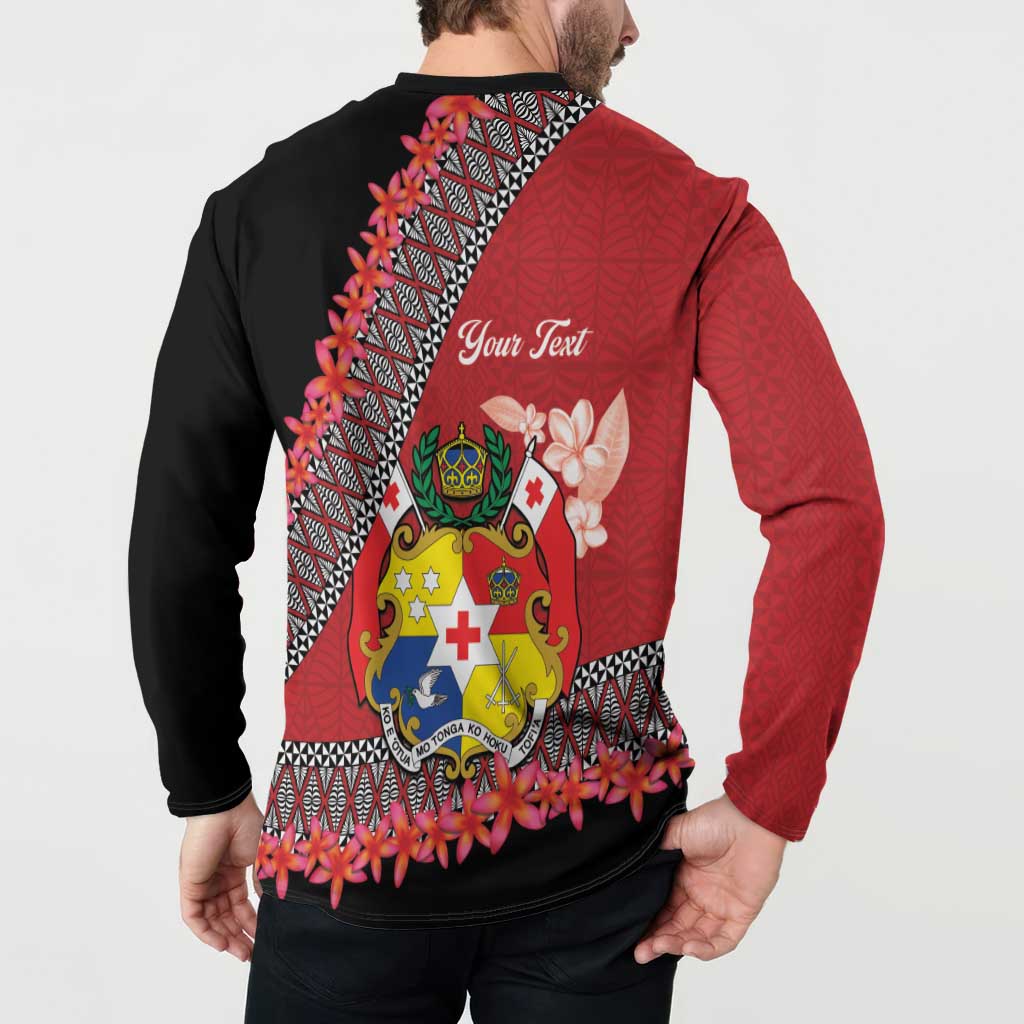 Personalised Tonga Language Week Button Sweatshirt Malo e Lelei Tongan Ngatu Pattern - Red