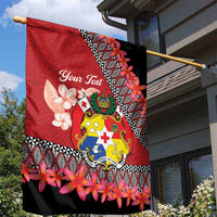 Personalised Tonga Language Week Garden Flag Malo e Lelei Tongan Ngatu Pattern - Red