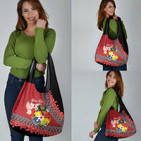 Personalised Tonga Language Week Grocery Bag Malo e Lelei Tongan Ngatu Pattern - Red