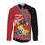 Personalised Tonga Language Week Long Sleeve Button Shirt Malo e Lelei Tongan Ngatu Pattern - Red